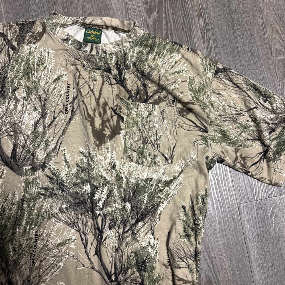 Vintage Cabela's Seclusion 3D Tree Camo Pocket T Shirt Size L Reg